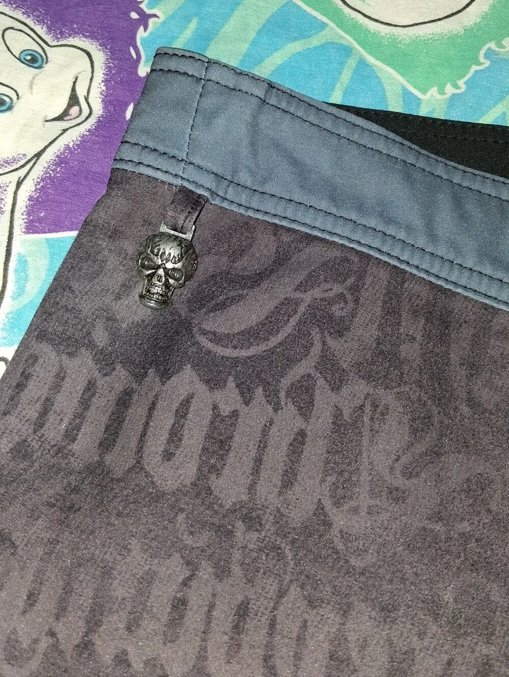 Y2K Affliction Vintage Cross Skull Board Shorts
